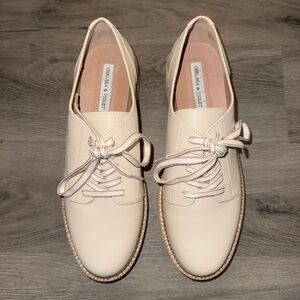 Chelsea & Violet Cream Lace-Up Flats